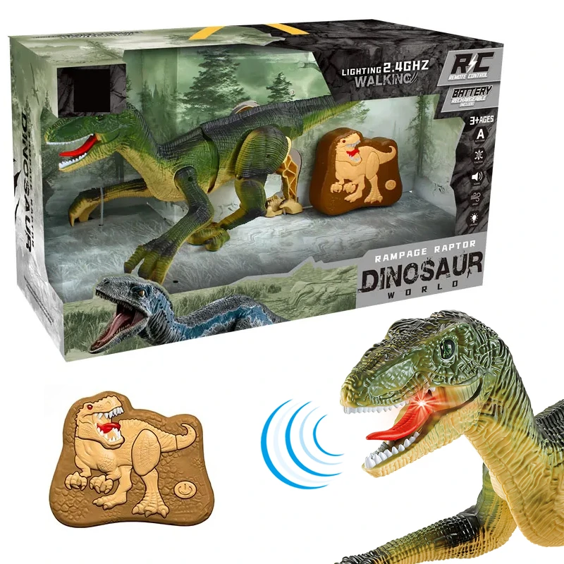 Rampage Raptor Dinosaur World Remote Control with Lights, Tail Movement, Roaring Sound, and Smoke Spray Function